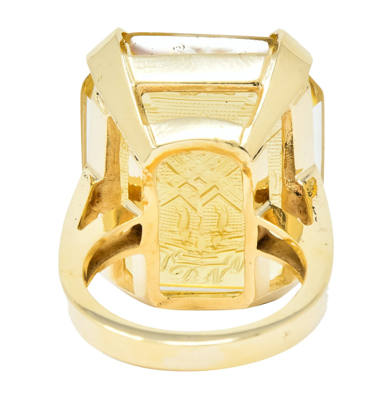 Retro Citrine Intaglio 14 Karat Gold Statement Ring - Wilson's Estate Jewelry