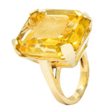 Retro Citrine Intaglio 14 Karat Gold Statement Ring - Wilson's Estate Jewelry