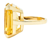 Retro Citrine Intaglio 14 Karat Gold Statement Ring - Wilson's Estate Jewelry