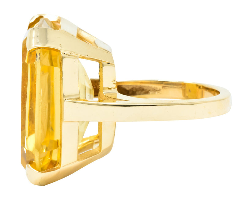 Retro Citrine Intaglio 14 Karat Gold Statement Ring - Wilson's Estate Jewelry