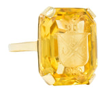 Retro Citrine Intaglio 14 Karat Gold Statement Ring - Wilson's Estate Jewelry
