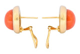 Retro Coral Cabochon 14 Karat Yellow Gold Circular Earrings - Wilson's Estate Jewelry
