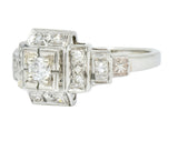 Retro Diamond 14 Karat White Gold Engagement Ring Circa 1940's - Wilson's Estate Jewelry
