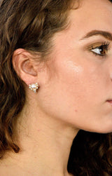Retro Diamond Cultured Pearl Platinum Earrings Wilson's Estate Jewelry