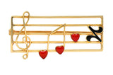 Retro Enamel 14 Karat Gold Music Clef Note Scale Brooch - Wilson's Estate Jewelry