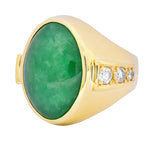 Retro Jadeite Jade Diamond 18 Karat Gold Men's Ring - Wilson's Estate Jewelry