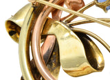 Retro Tiffany & Co. 1.32 CTW Sapphire 18 Karat Tri-Colored Gold Brooch - Wilson's Estate Jewelry