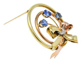 Retro Tiffany & Co. 1.32 CTW Sapphire 18 Karat Tri-Colored Gold Brooch - Wilson's Estate Jewelry