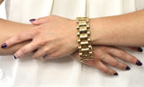 Retro Tiffany & Co. 14 Karat Gold Substantial Wide Ribbed Link Bracelet - Wilson's Estate Jewelry