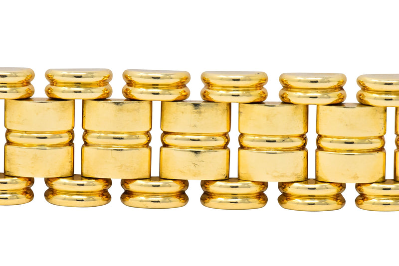 Retro Tiffany & Co. 14 Karat Gold Substantial Wide Ribbed Link Bracelet - Wilson's Estate Jewelry