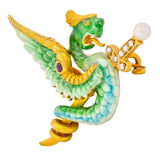 Riker Bros. Art Nouveau Enamel Ruby Diamond Pearl Serpent Dragon Sword Brooch - Wilson's Estate Jewelry