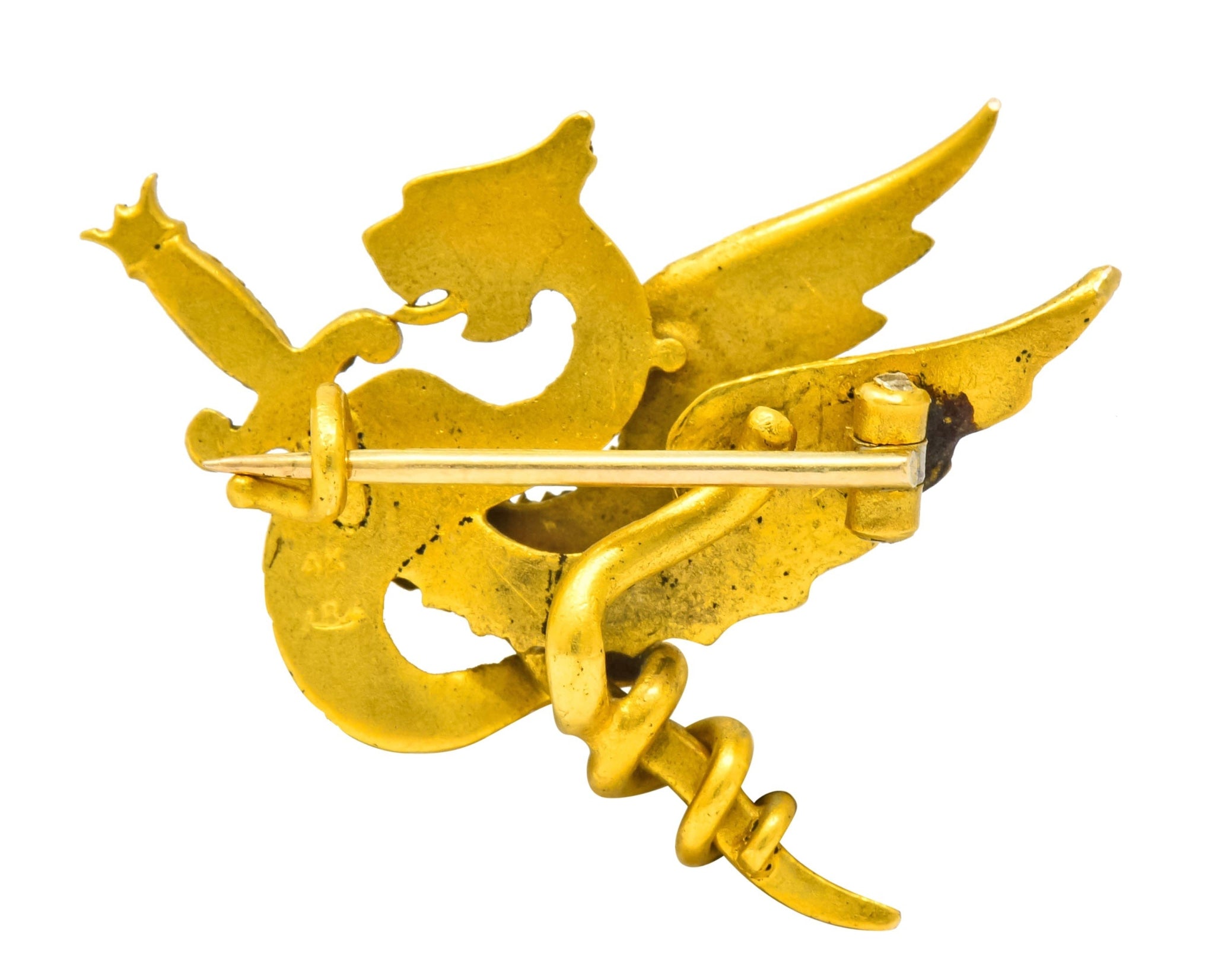 Riker Brothers Art Nouveau 14 Karat Yellow Gold Dragon Brooch Circa 1900 - Wilson's Estate Jewelry