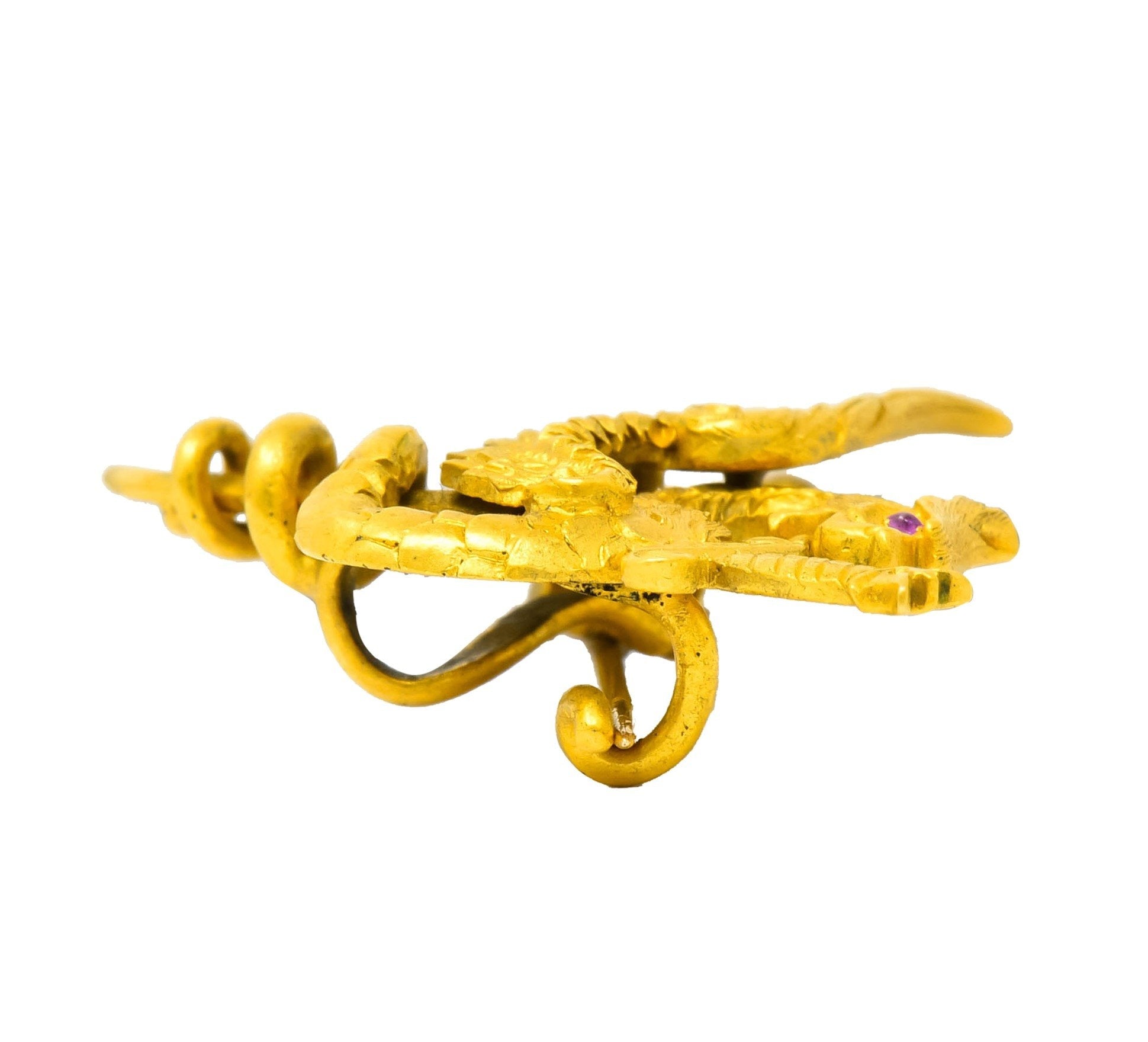 Riker Brothers Art Nouveau 14 Karat Yellow Gold Dragon Brooch Circa 1900 - Wilson's Estate Jewelry