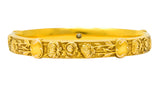 Riker Brothers Art Nouveau Diamond Ruby 14 Karat Gold Floral Bangle Bracelet - Wilson's Estate Jewelry