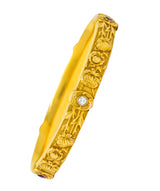 Riker Brothers Art Nouveau Diamond Ruby 14 Karat Gold Floral Bangle Bracelet - Wilson's Estate Jewelry