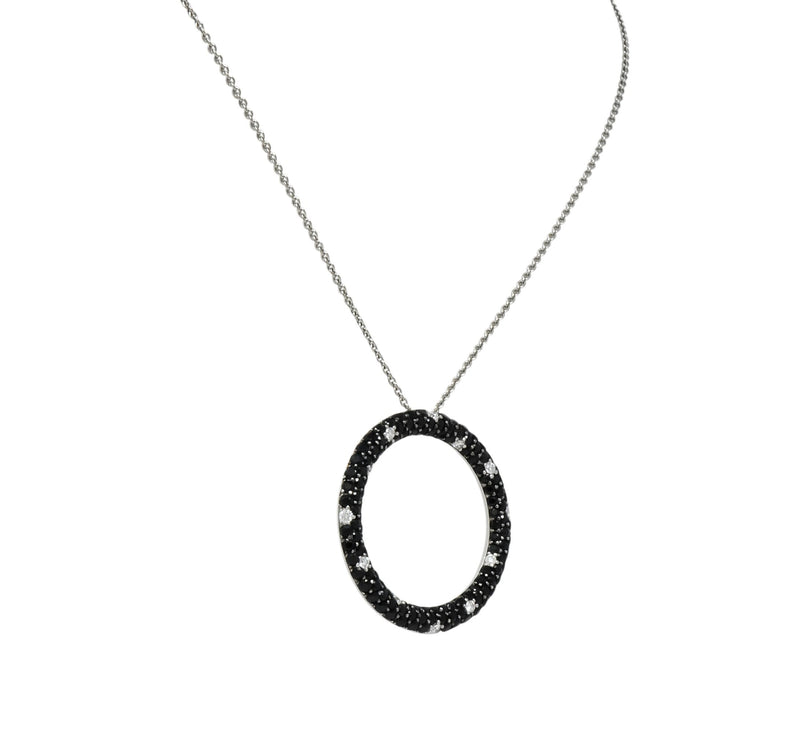 Roberto Coin 4.85 CTW Black Sapphire Diamond 18 Karat White Gold Fantasia Drop Necklace - Wilson's Estate Jewelry