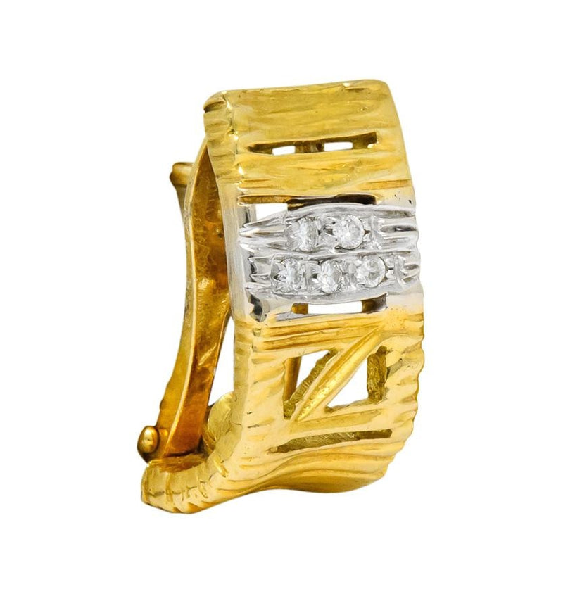 Roberto Coin Diamond 18 Karat Two-Tone Gold Italian Elephantina Earrings - Wilson's Estate Jewelry