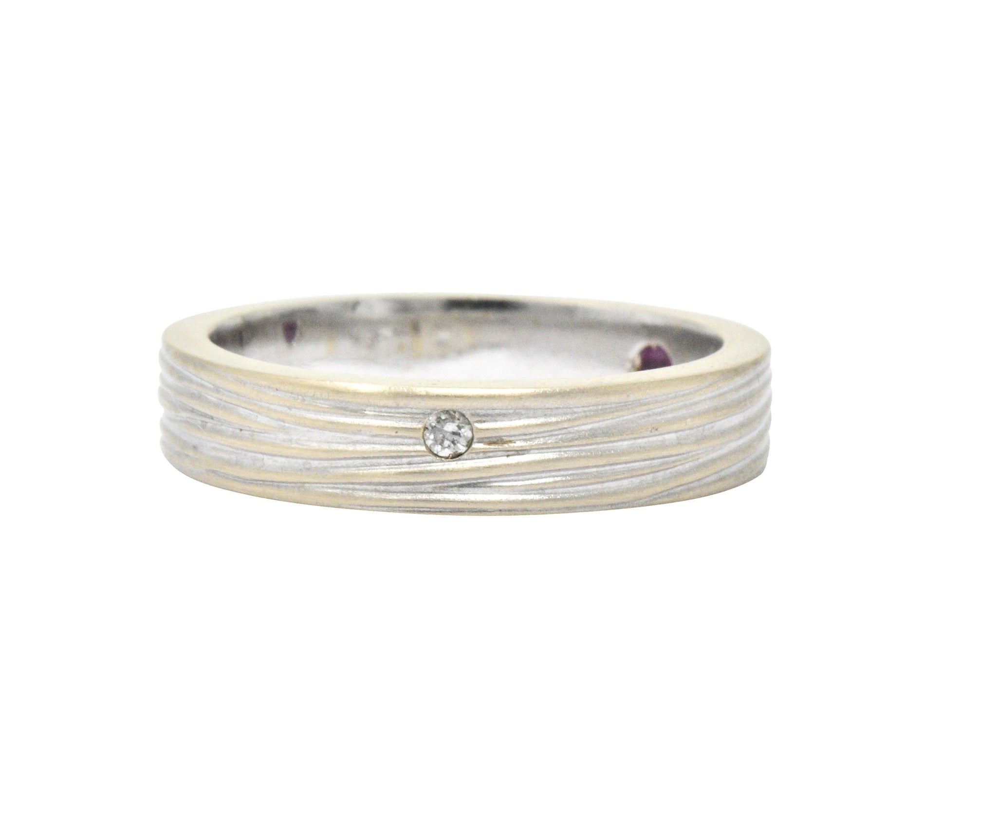 Roberto Coin Diamond Ruby 18 Karat White Gold Unisex Ring Wilson's Estate Jewelry