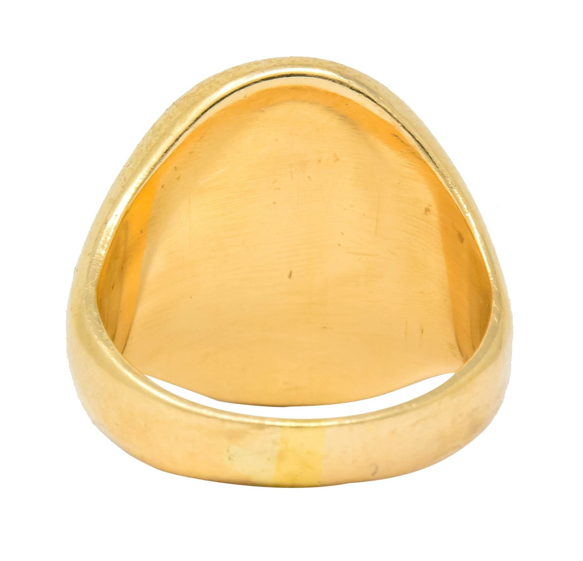 Robust Victorian 14 Karat Gold Crane Heraldry Unisex Signet Ring - Wilson's Estate Jewelry