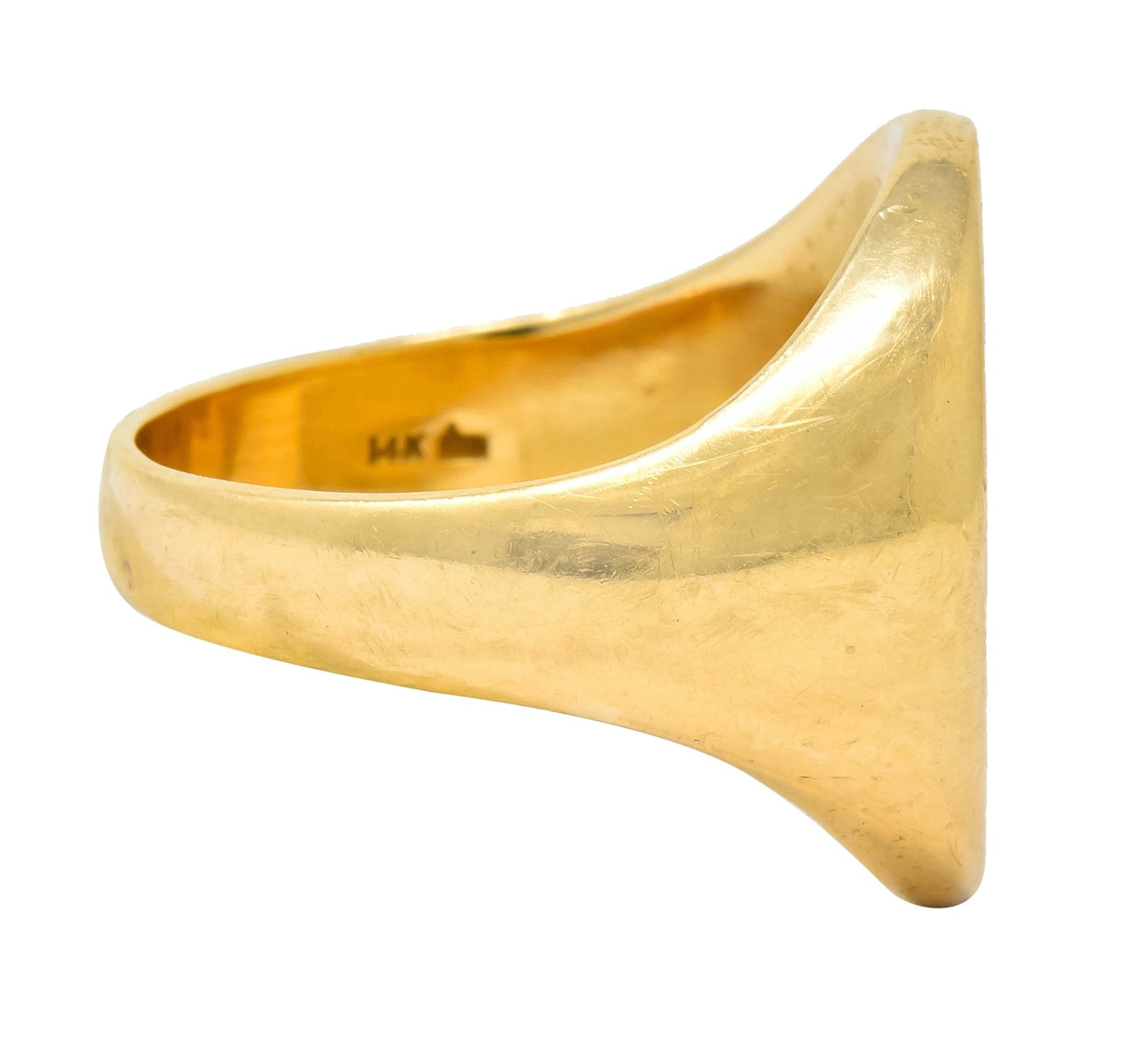 Robust Victorian 14 Karat Gold Crane Heraldry Unisex Signet Ring - Wilson's Estate Jewelry