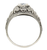 Romantic Edwardian 0.73 CTS Diamond 14 Karat White Gold Engagement Ring GIA - Wilson's Estate Jewelry