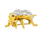 Rosenthal Vintage 2.00 CTW Diamond Ruby Platinum 18 Karat Gold Bee Bug Brooch Wilson's Estate Jewelry
