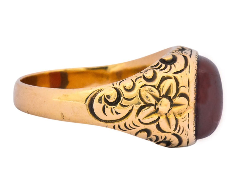 Rudolph Deutsch Co. Victorian Garnet 14 Karat Gold Floral Ring - Wilson's Estate Jewelry