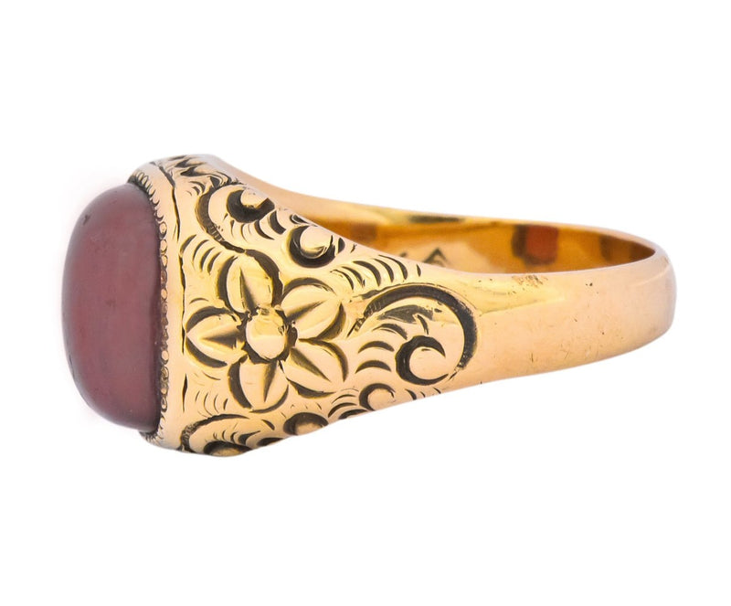 Rudolph Deutsch Co. Victorian Garnet 14 Karat Gold Floral Ring - Wilson's Estate Jewelry