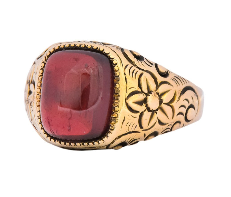 Rudolph Deutsch Co. Victorian Garnet 14 Karat Gold Floral Ring - Wilson's Estate Jewelry