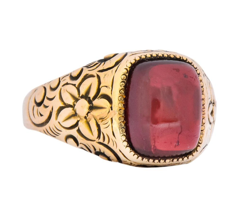 Rudolph Deutsch Co. Victorian Garnet 14 Karat Gold Floral Ring - Wilson's Estate Jewelry