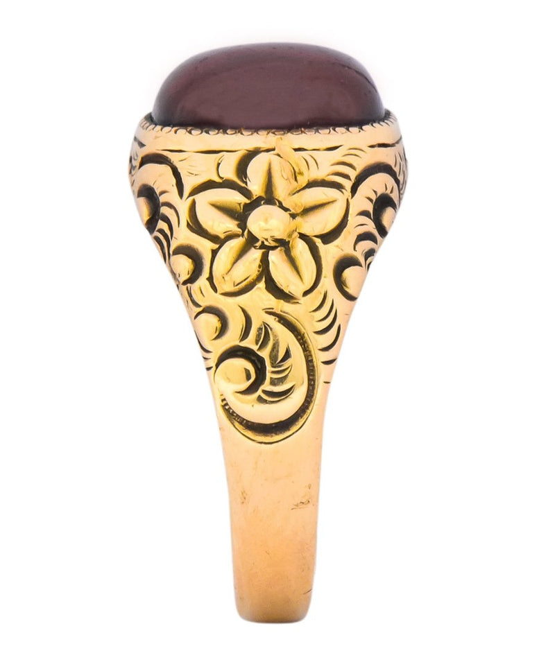 Rudolph Deutsch Co. Victorian Garnet 14 Karat Gold Floral Ring - Wilson's Estate Jewelry