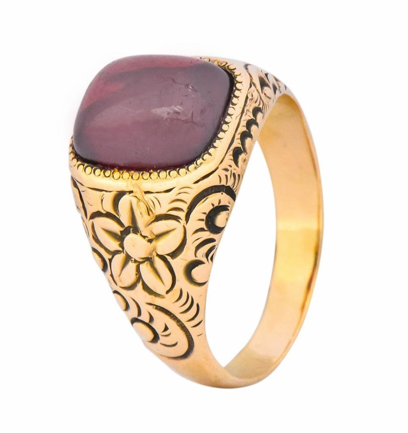 Rudolph Deutsch Co. Victorian Garnet 14 Karat Gold Floral Ring - Wilson's Estate Jewelry