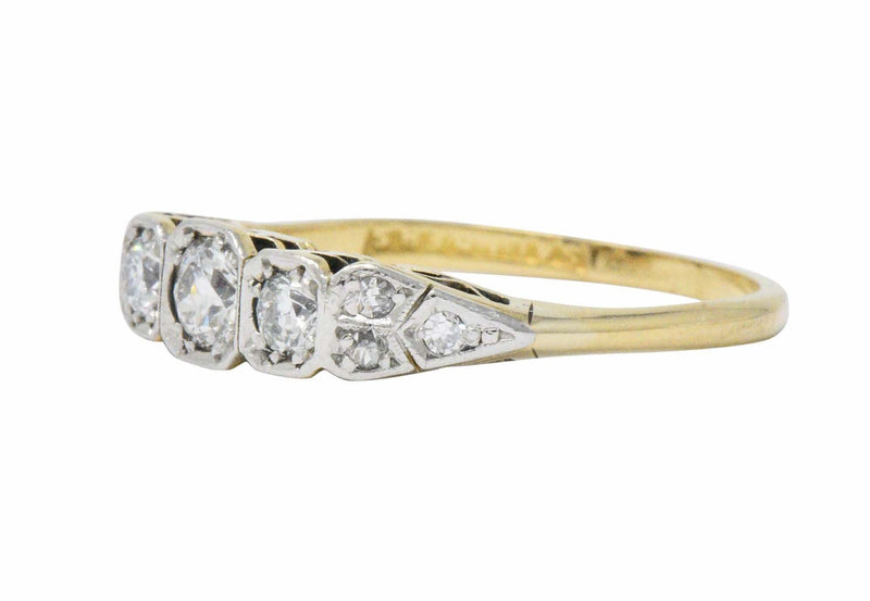 Saunders Late Victorian 0.40 CTW Diamond And Platinum-Topped 18 Karat Gold Ring Wilson's Estate Jewelry
