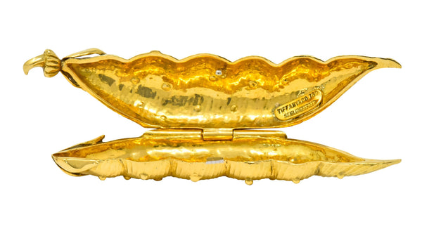Schlumberger Tiffany & Co. 18 Karat Gold Pea Pod Pill Box Circa 1960 - Wilson's Estate Jewelry