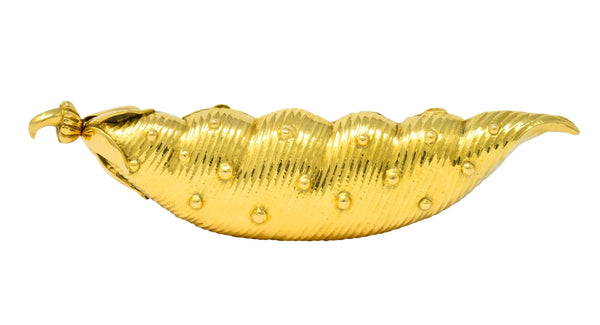 Schlumberger Tiffany & Co. 18 Karat Gold Pea Pod Pill Box Circa 1960 - Wilson's Estate Jewelry