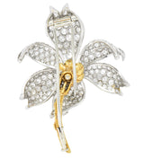 Schlumberger Tiffany & Co. 10.90 CTW Diamond Platinum 18 Karat Gold Flower Brooch Wilson's Estate Jewelry