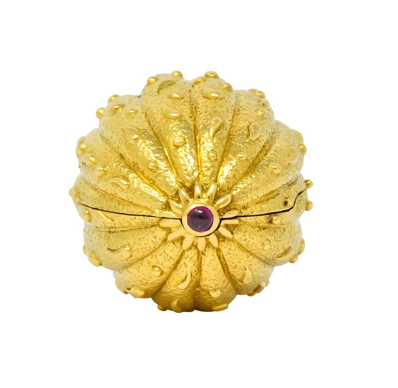 Schlumberger Tiffany & Co. Ruby 18 Karat Gold Walnut Pill Box Circa ...