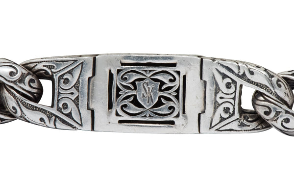 Scott Kay Sterling Silver 18 Karat Gold Unkaged Men's Cross Bracelet - Wilson's Estate Jewelry