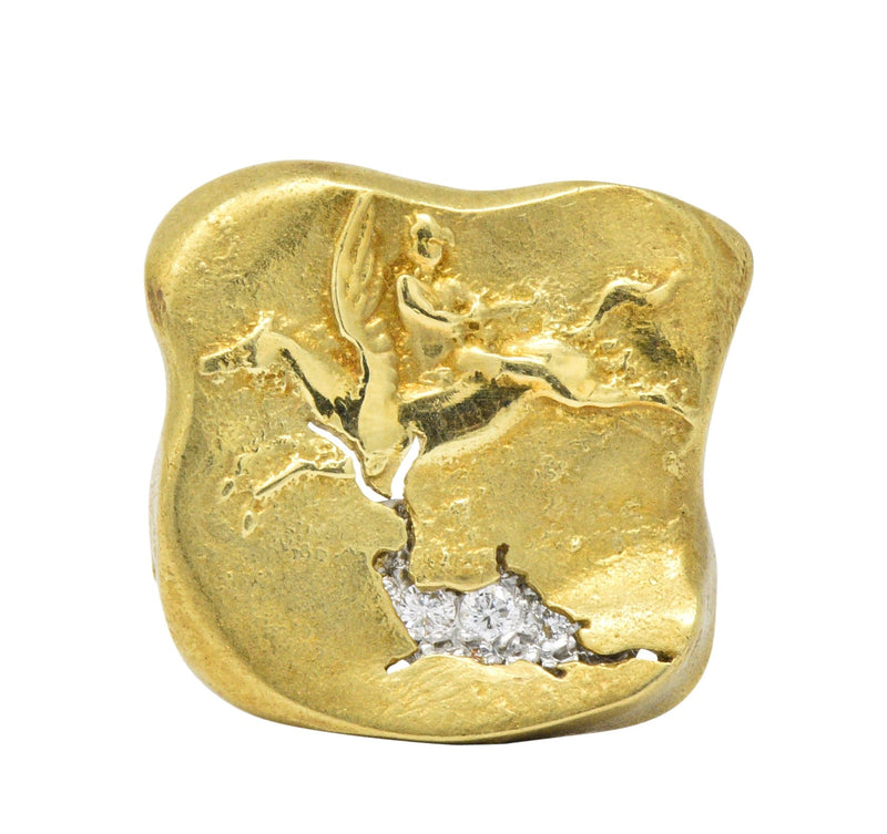 SeidenGang Diamond 18 Karat Gold Platinum Pegasus Odyssey Collection Earrings - Wilson's Estate Jewelry