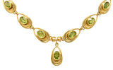 Shreve Crump & Low Retro Peridot 14 Karat Yellow Gold Oval Link Drop Necklace - Wilson's Estate Jewelry