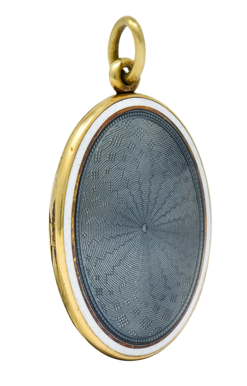 Sloan & Co. Art Nouveau Enamel 14 Karat Gold Locket Circa 1915 - Wilson's Estate Jewelry