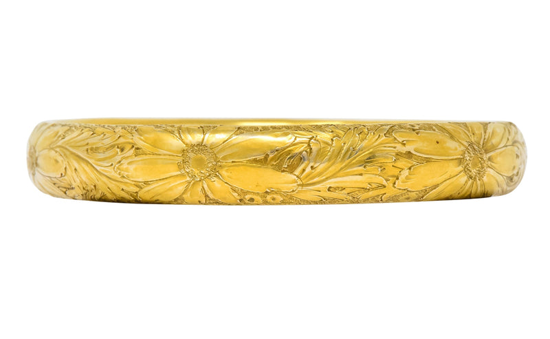 Sloan & Co. Victorian 14 Karat Gold Floral Bangle Bracelet - Wilson's Estate Jewelry