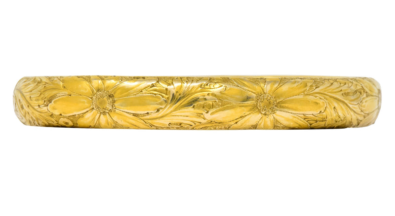 Sloan & Co. Victorian 14 Karat Gold Floral Bangle Bracelet - Wilson's Estate Jewelry