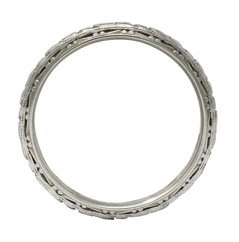 Sohengrin 1931 Art Deco 18 Karat White Gold Orange Blossom Band Stack Ring - Wilson's Estate Jewelry