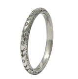Sohengrin 1931 Art Deco 18 Karat White Gold Orange Blossom Band Stack Ring - Wilson's Estate Jewelry