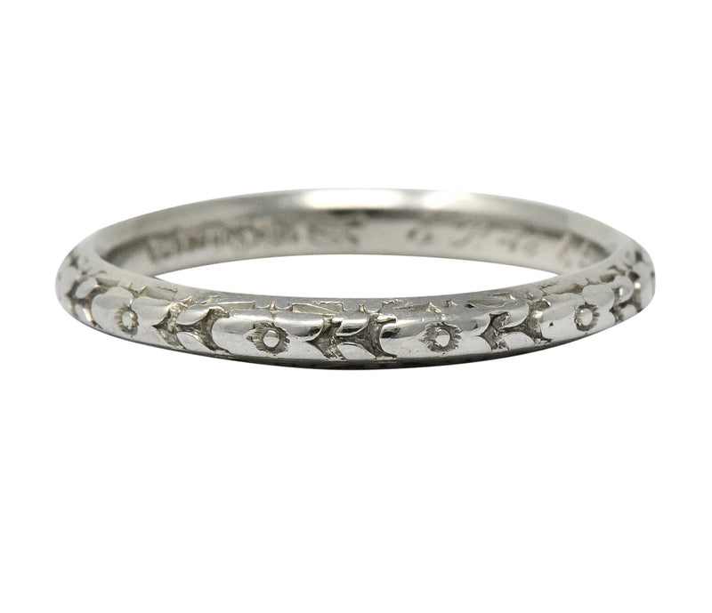 Sohengrin 1931 Art Deco 18 Karat White Gold Orange Blossom Band Stack Ring - Wilson's Estate Jewelry