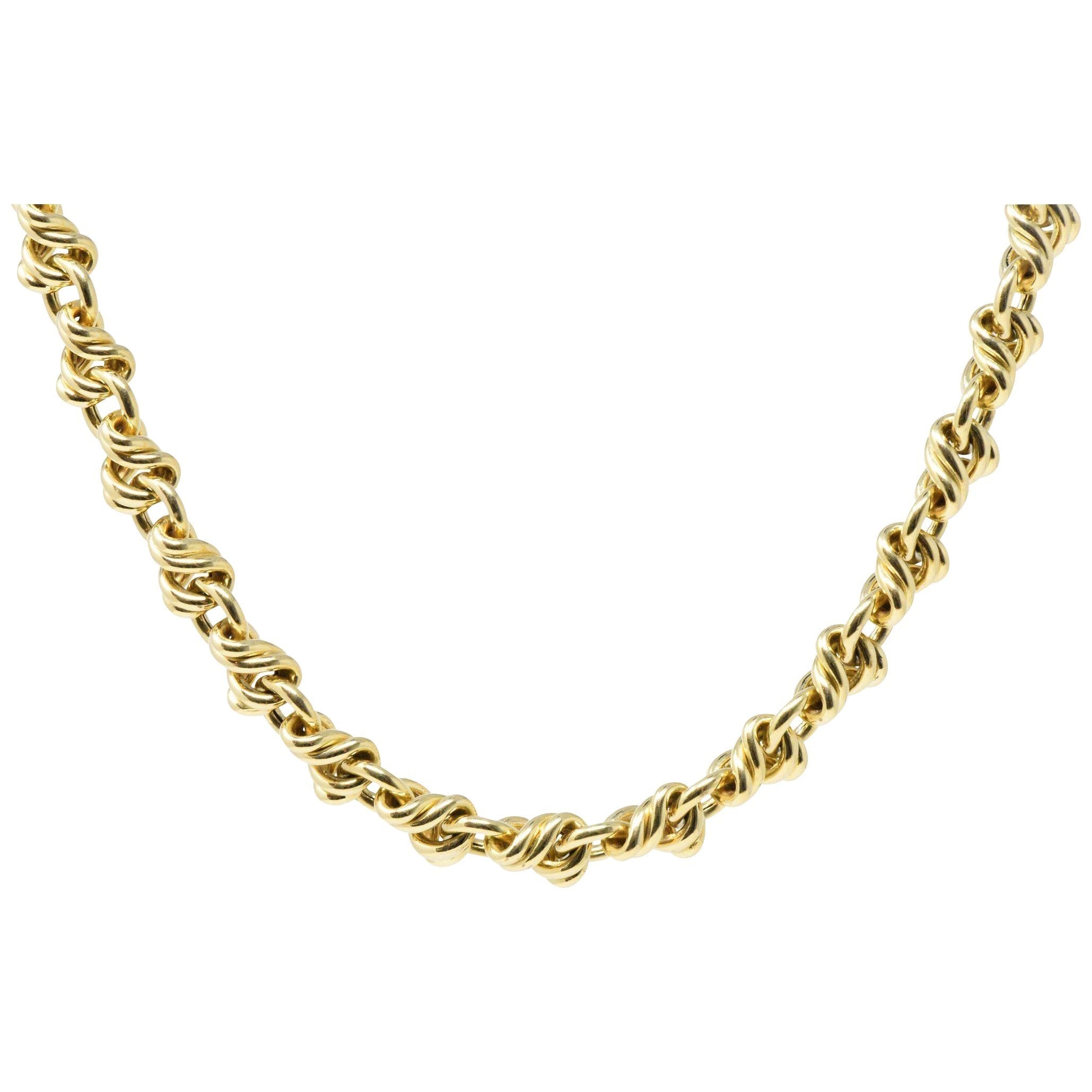 Sophisticated Tiffany & Co. 18 Karat Gold Twisted Link Collar Necklace Wilson's Estate Jewelry