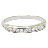Sparkling Diamond 14 Karat White Gold Wedding Band Stackable Ring Wilson's Estate Jewelry