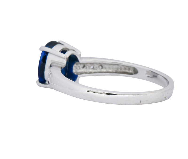 Splendid Contemporary 1.60 CTW Sapphire Diamond 18 Karat White Gold Ring Wilson's Estate Jewelry