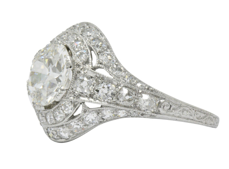 Stunning J.E. Caldwell Art Deco 2.81 CTW Diamond Engagement Ring GIA Wilson's Estate Jewelry
